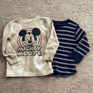 2 Thermal 18M Long Sleeve Shirts (Disney - hand dyed with Tea & Place EST. 1989)